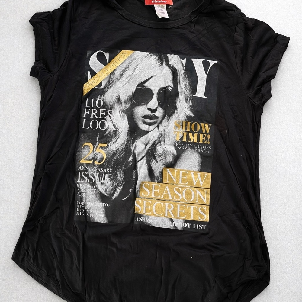 Plus Black Graphic Tee - New Season Secrets